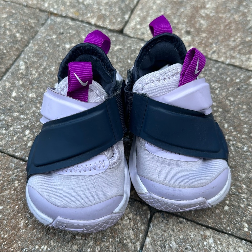 Nike baby girls tennis shoes, size 2c, purple and navy blue